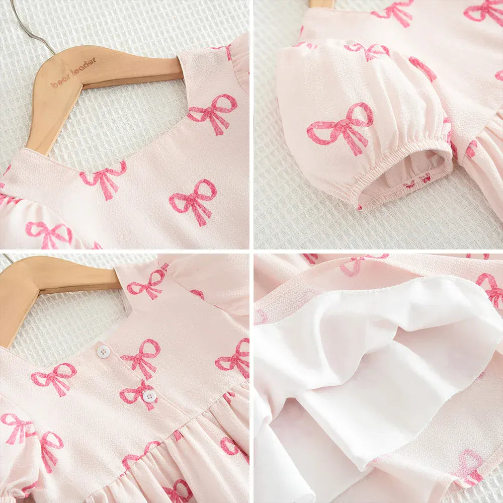 Sweet Bow Print Princess Dress