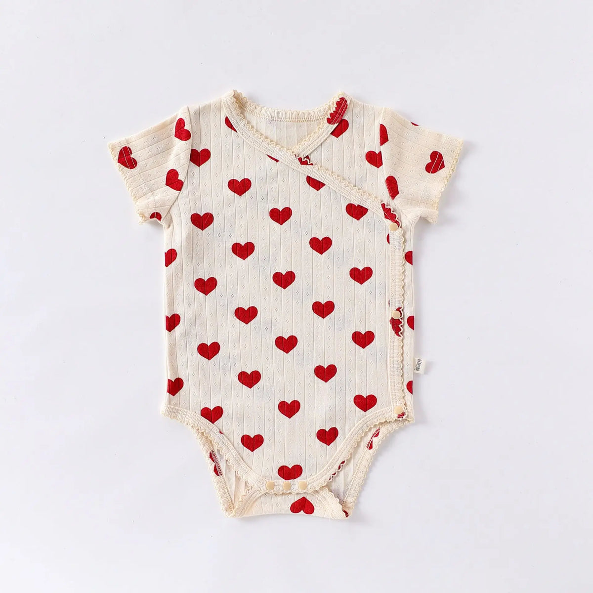 White – Red Hearts / 3-6M Sweet Heart Print Baby Romper