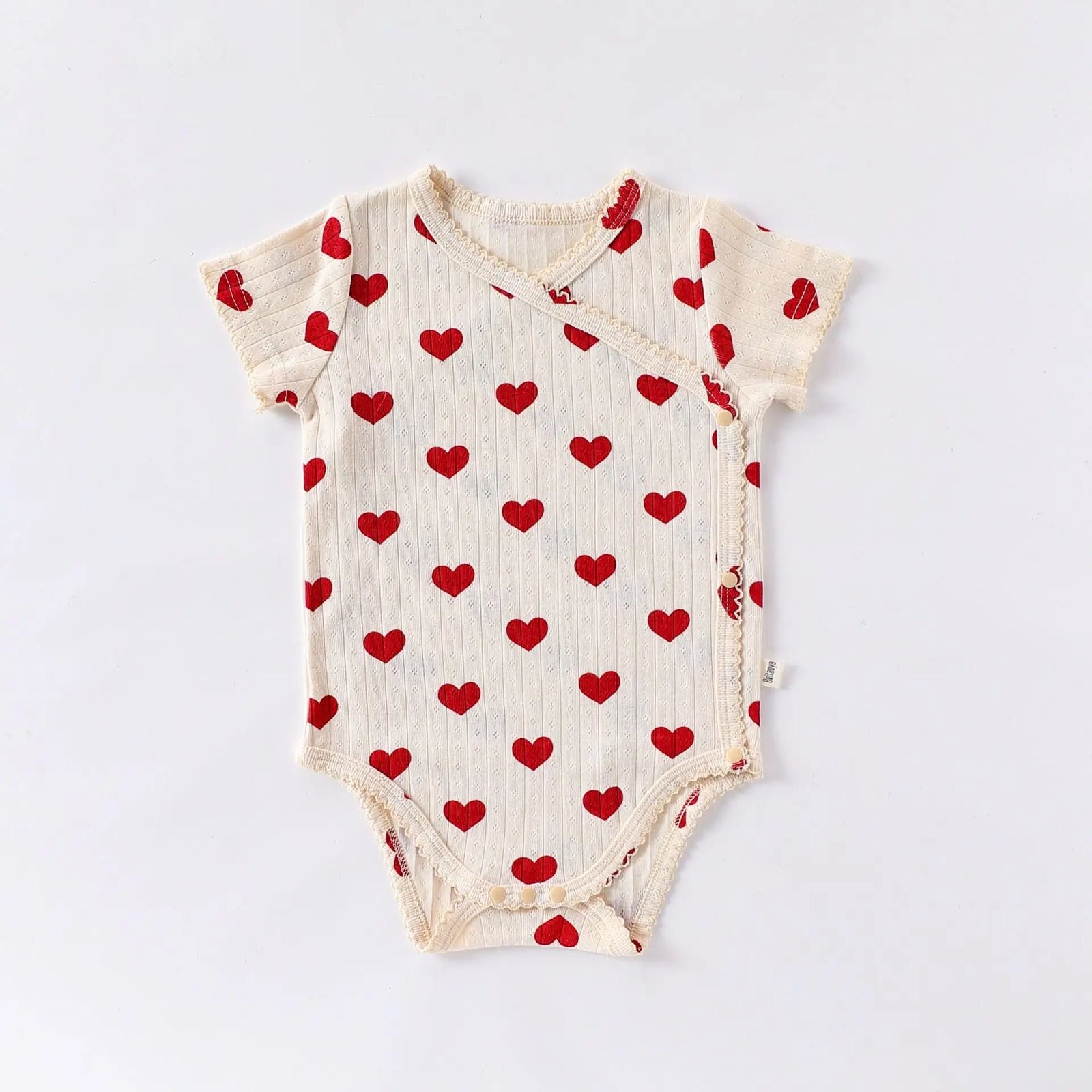 White – Red Hearts / 3-6M Sweet Heart Print Baby Romper