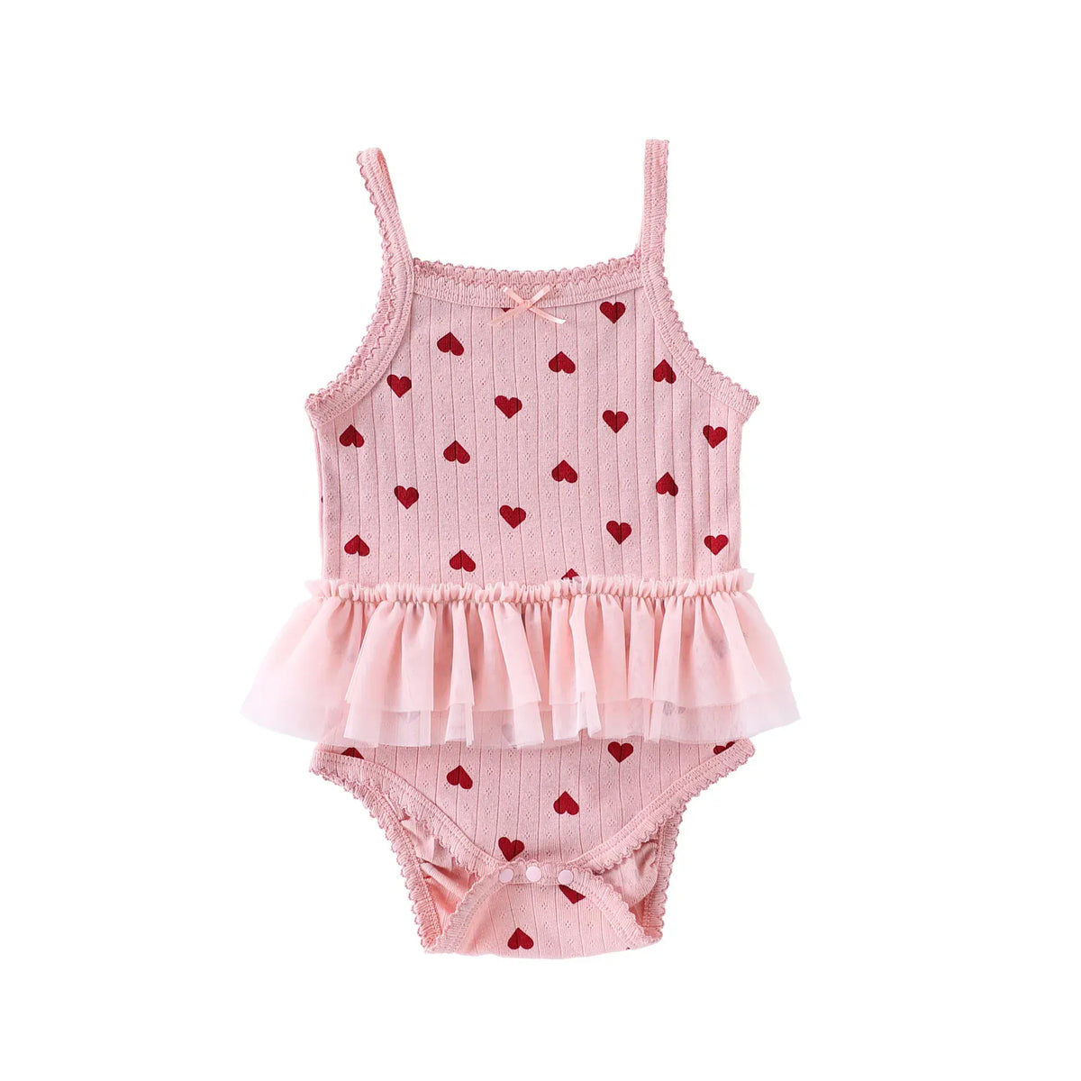 Pink – Red Skirt Set / 3-6M Sweet Heart Print Baby Romper