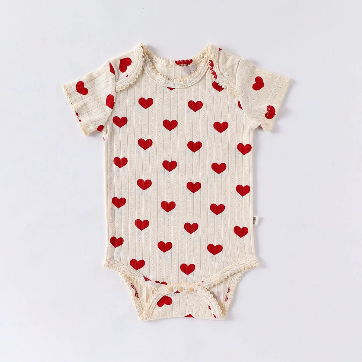 Beige – Red Hearts / 3-6M Sweet Heart Print Baby Romper