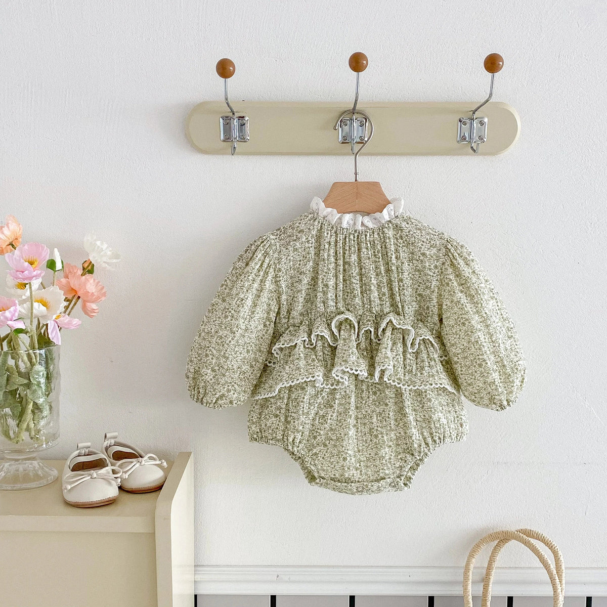 Green Flower / 0-6M Sweet Lace Tulle Baby Romper Dress