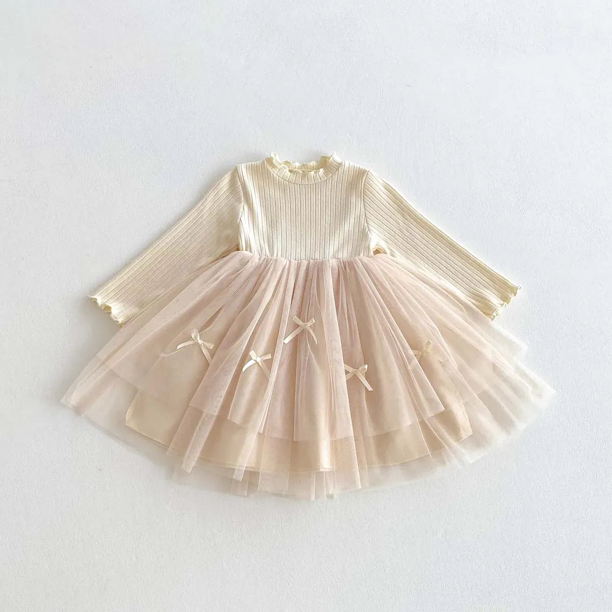 Apricot / 3-4T The Ballerina Rib-Knit Dress