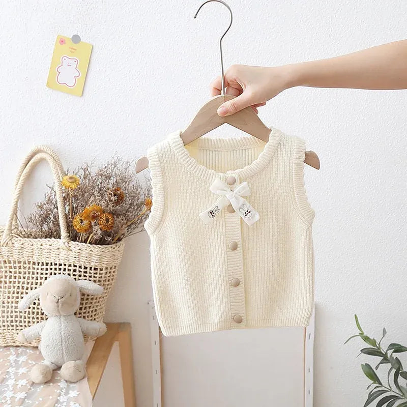 Beige / 5T The Bunny Bow Knit Vest
