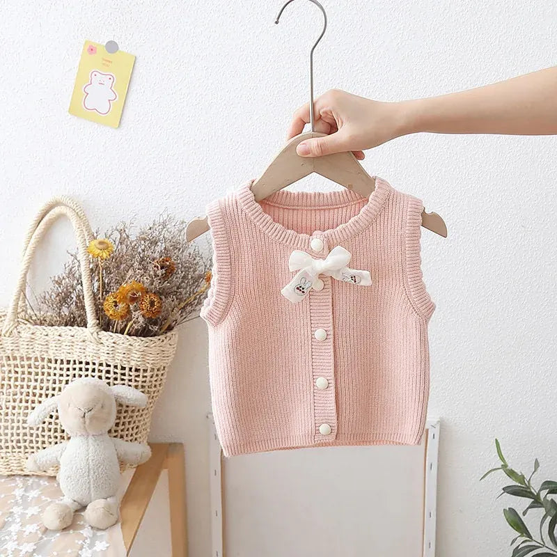 Pink / 18-24M The Bunny Bow Knit Vest