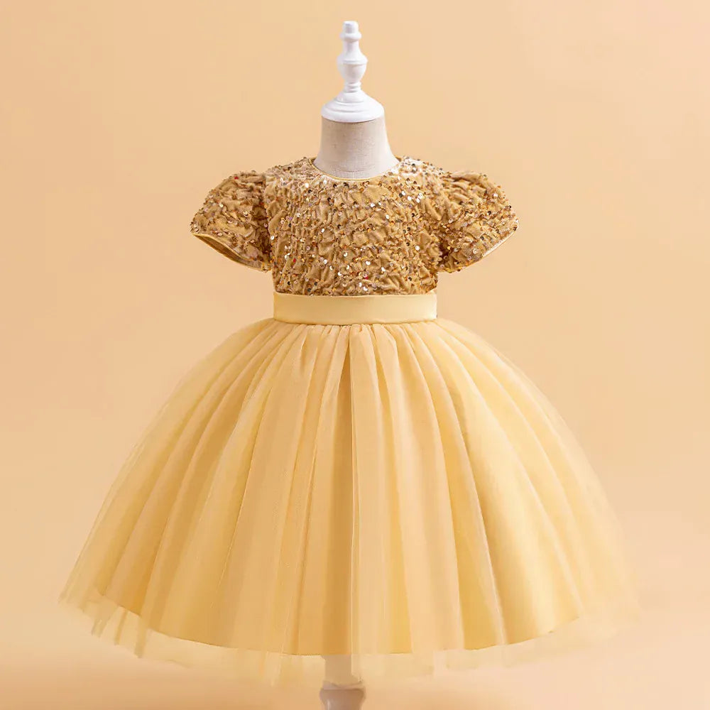 Champagne / 3-4T The Classic Sequin & Tulle Gown