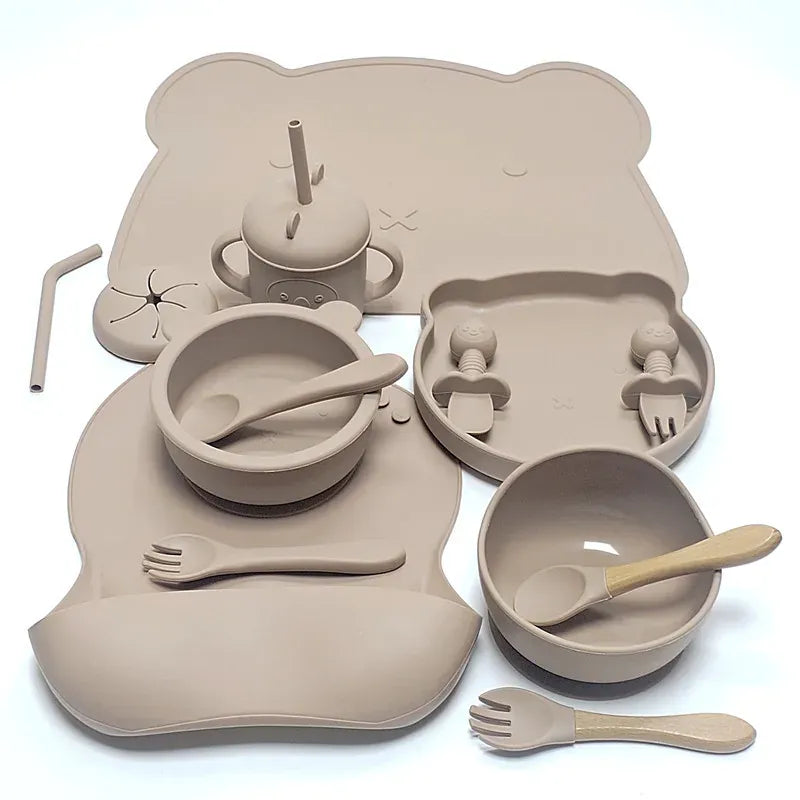 Light Brown The Complete Baby and Toddler Silicone Feeding Set