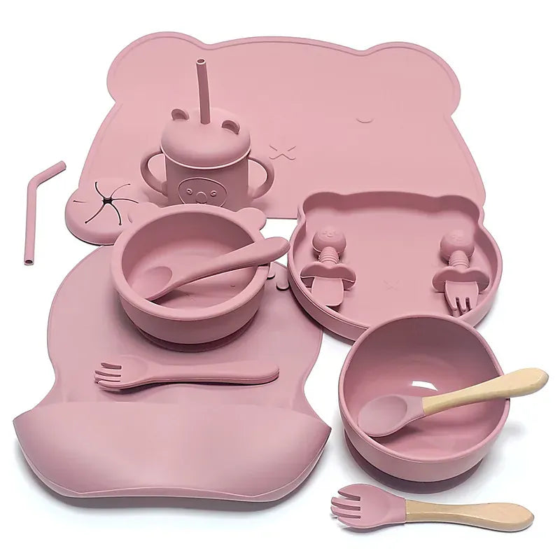 Burgundy The Complete Baby and Toddler Silicone Feeding Set