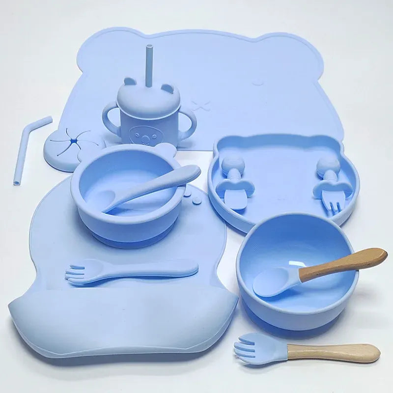 Sky Blue The Complete Baby and Toddler Silicone Feeding Set