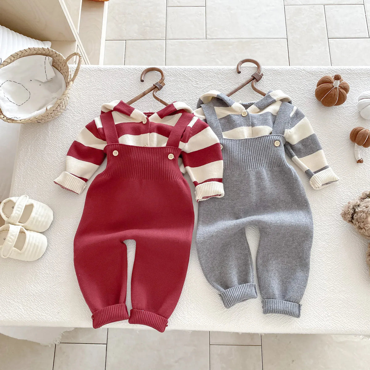 The Cozy Knit Overall & Hoodie Set