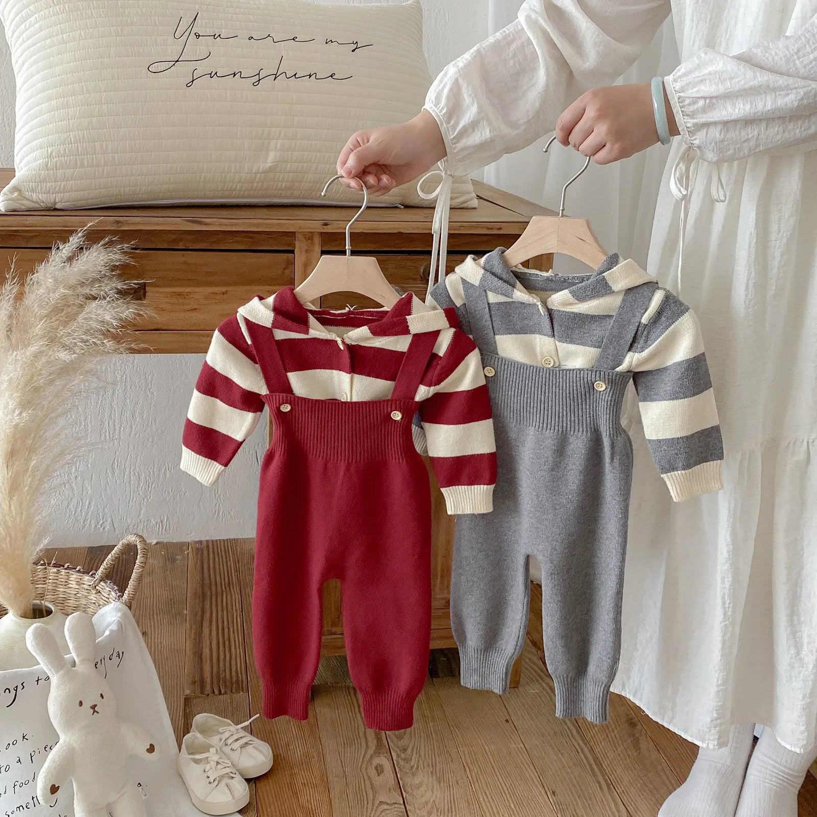 The Cozy Knit Overall & Hoodie Set