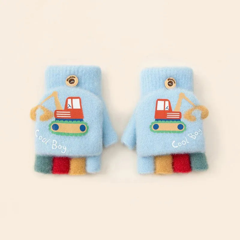 Light Blue The Digger 2-in-1 Convertible Kids' Mittens