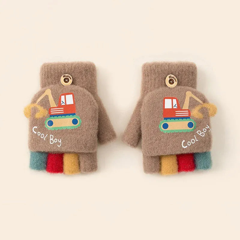 Coffee The Digger 2-in-1 Convertible Kids' Mittens