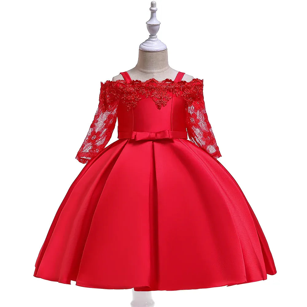 Red / 4T The Duchess Satin & Lace Gown