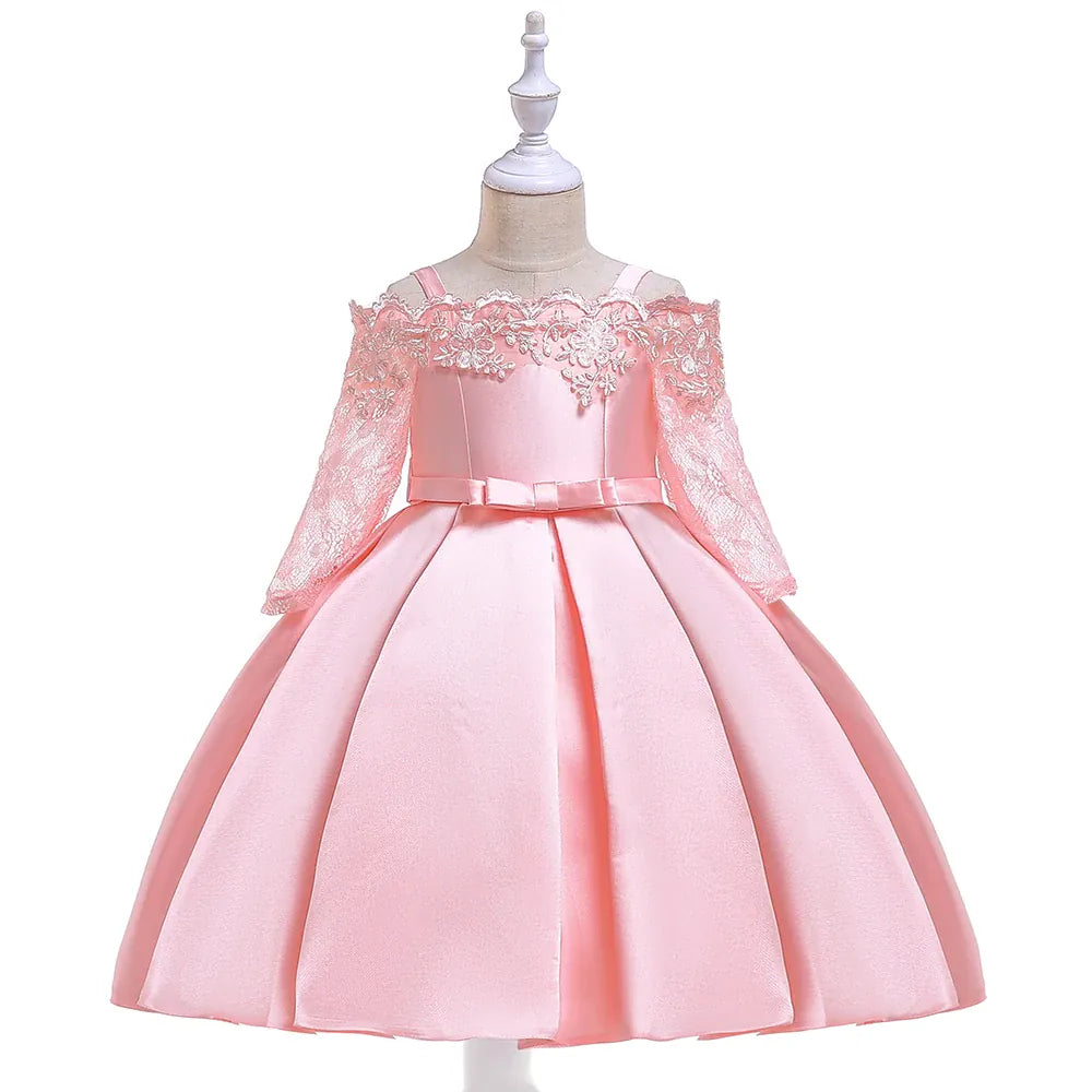 Peach Pink / 4T The Duchess Satin & Lace Gown