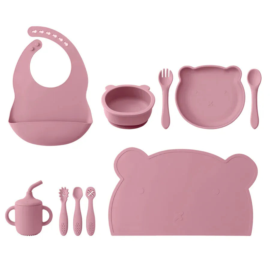 Powder Rose The First Bites 10-Piece Complete Silicone Feeding Set