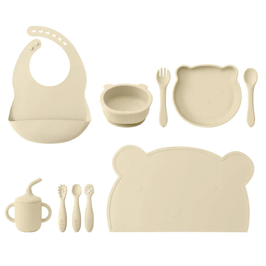 Beach Sand The First Bites 10-Piece Complete Silicone Feeding Set