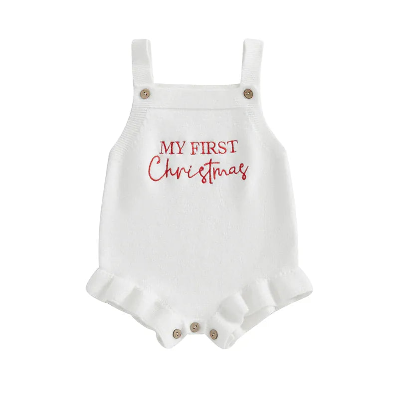 White / 0-3M The First Noel "My First Christmas" Romper