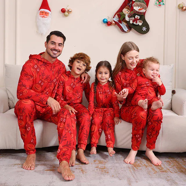 Red Reindeer Family Pajamas / Baby 3M-6M The Holiday Traditions Jumpsuit Collection