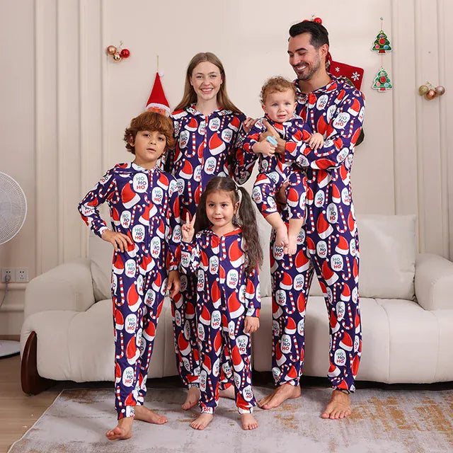 Blue Santa Ho Ho Ho Family Pajamas / Baby 3M-6M The Holiday Traditions Jumpsuit Collection