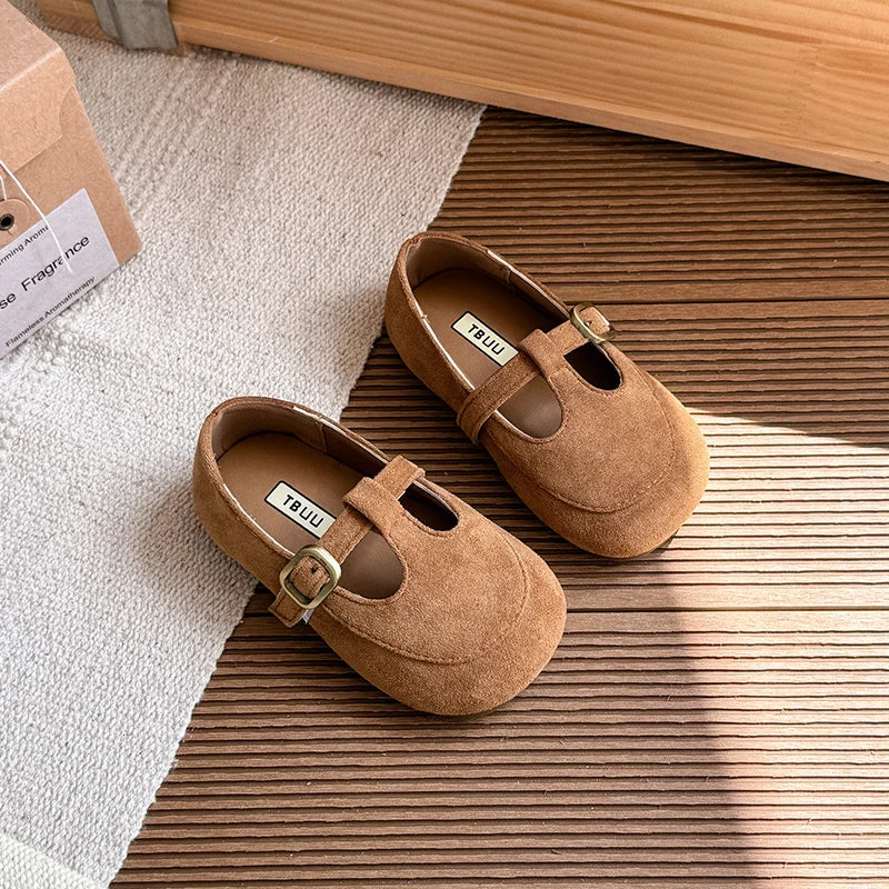 Khaki / 21 The Little Classic T-Strap Flats