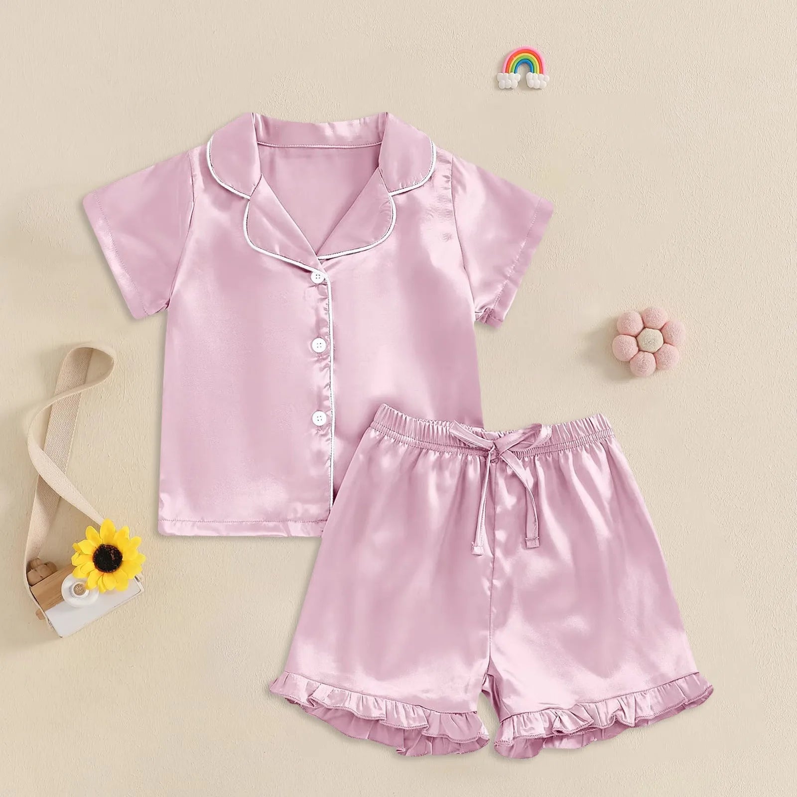 Pink / CN / 1-2T The Little Dreamer Satin Pajama Set