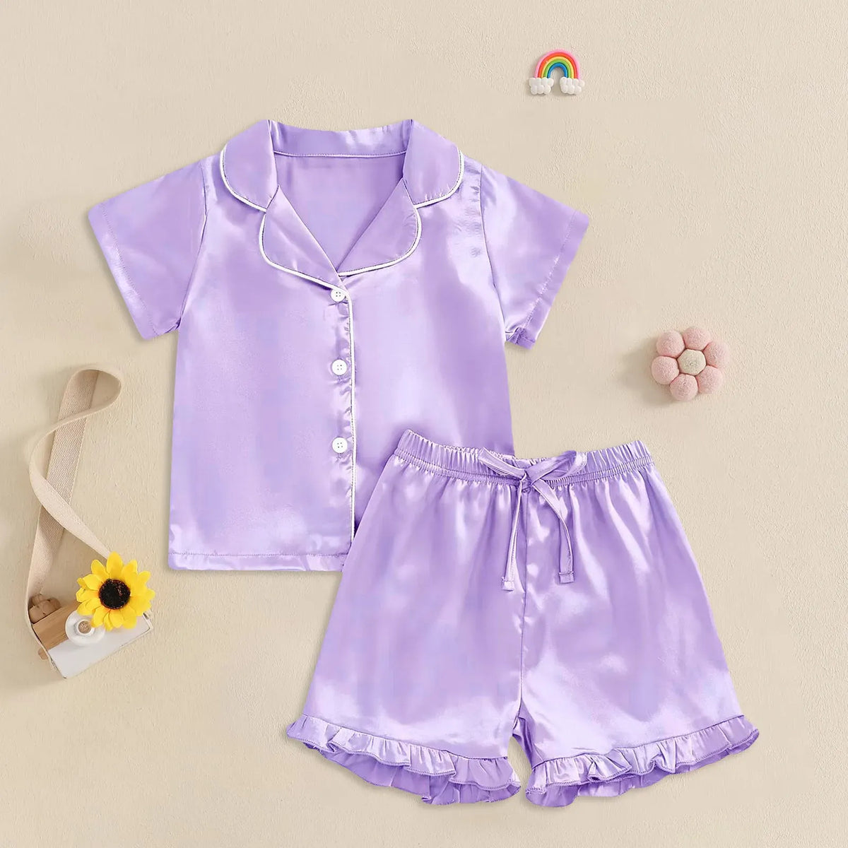 Purple / CN / 1-2T The Little Dreamer Satin Pajama Set