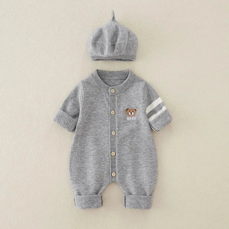 Gray / 3-6M The Little Scholar Romper & Hat Set