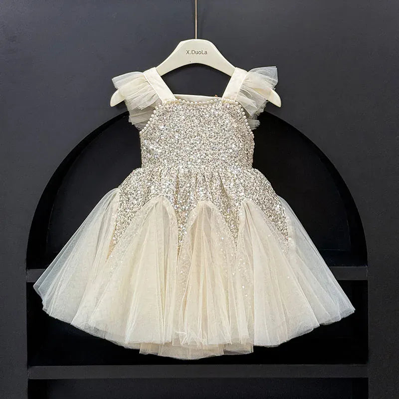 Champagne / 3-4T The Seraphina Sequin Dress
