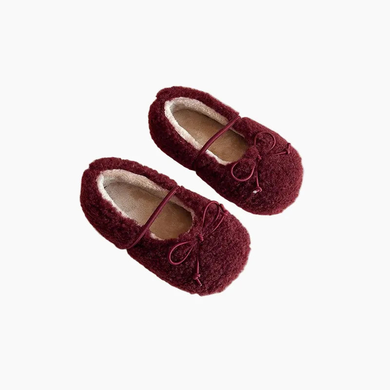 Wine red / 21 The Velvet Bow Winter Flats