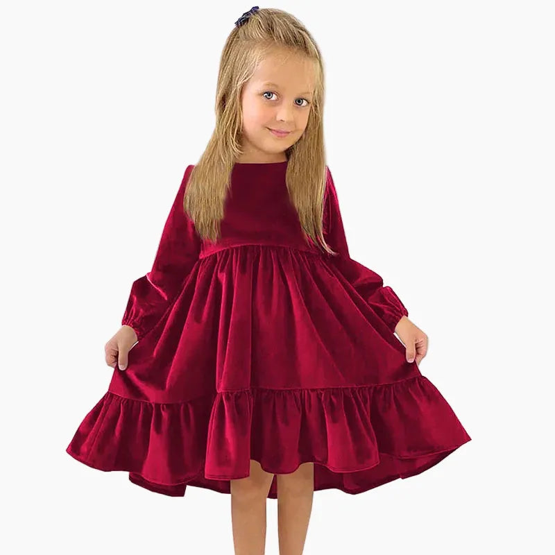 Wine Red / 7-8T The Velvet Tiered Twirl Dress