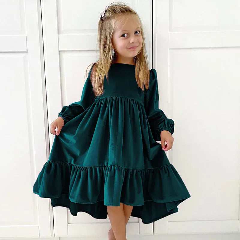 Green / 7-8T The Velvet Tiered Twirl Dress