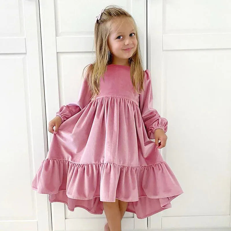 Pink / 7-8T The Velvet Tiered Twirl Dress