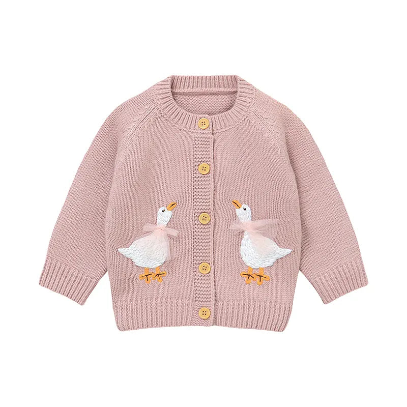 Pink Goose / 6-9M The Waddling Geese Pocket Knit Cardigan