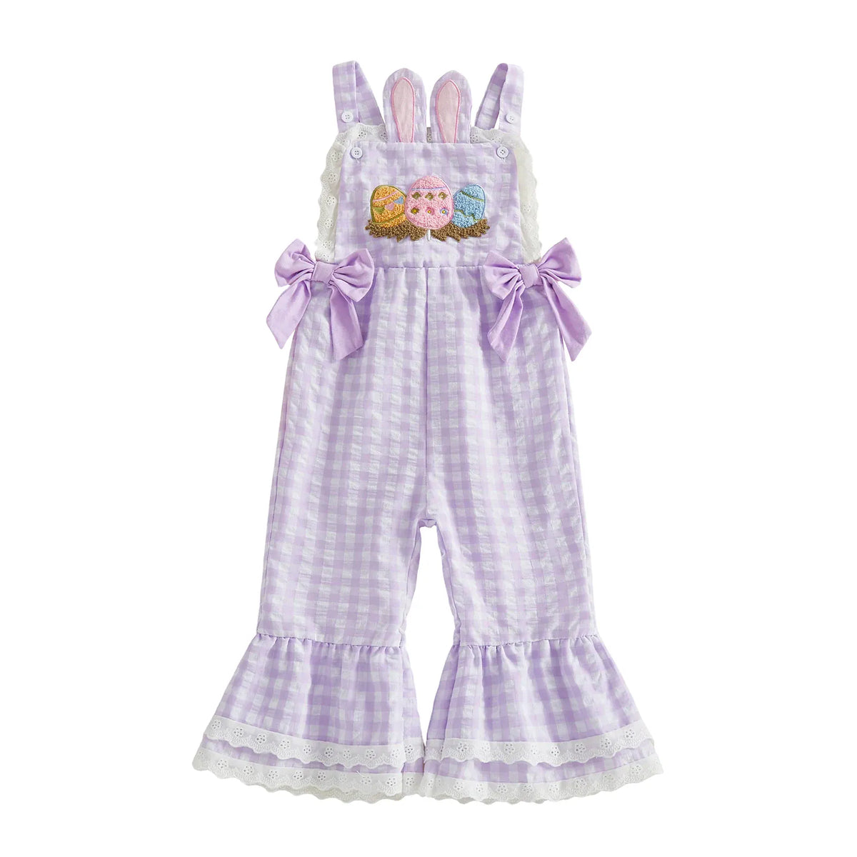 Lavender / 18-24M Toddler Baby Girls Easter Plaid Jumpsuit