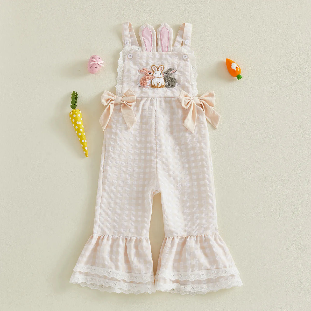 Toddler Baby Girls Easter Plaid Jumpsuit