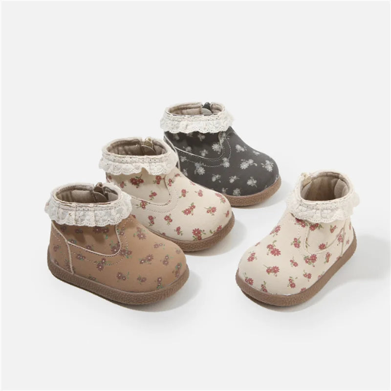 Toddler & Baby Microfiber Ankle Boots with Lace