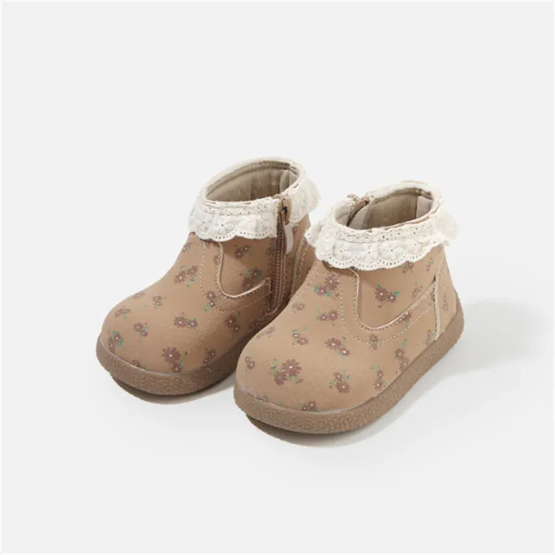 Khaki / 16 Toddler &amp; Baby Microfiber Ankle Boots with Lace