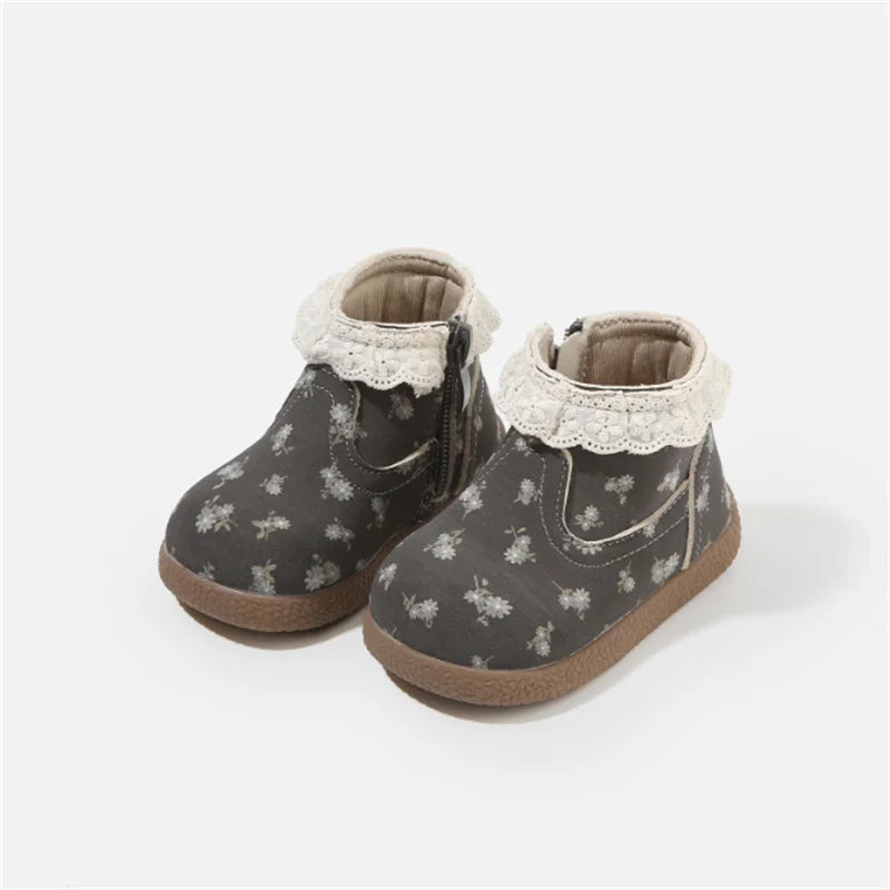 Gray / 16 Toddler & Baby Microfiber Ankle Boots with Lace