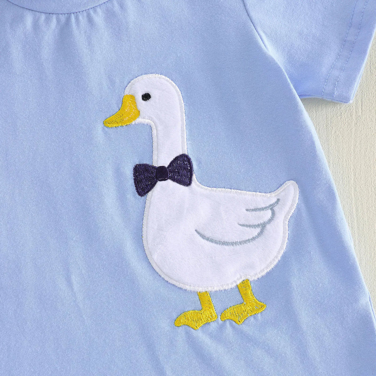 Toddler Boy Goose Embroidered Tee & Striped Shorts Set