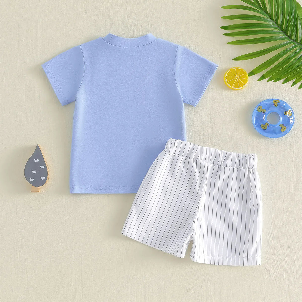 Toddler Boy Goose Embroidered Tee & Striped Shorts Set