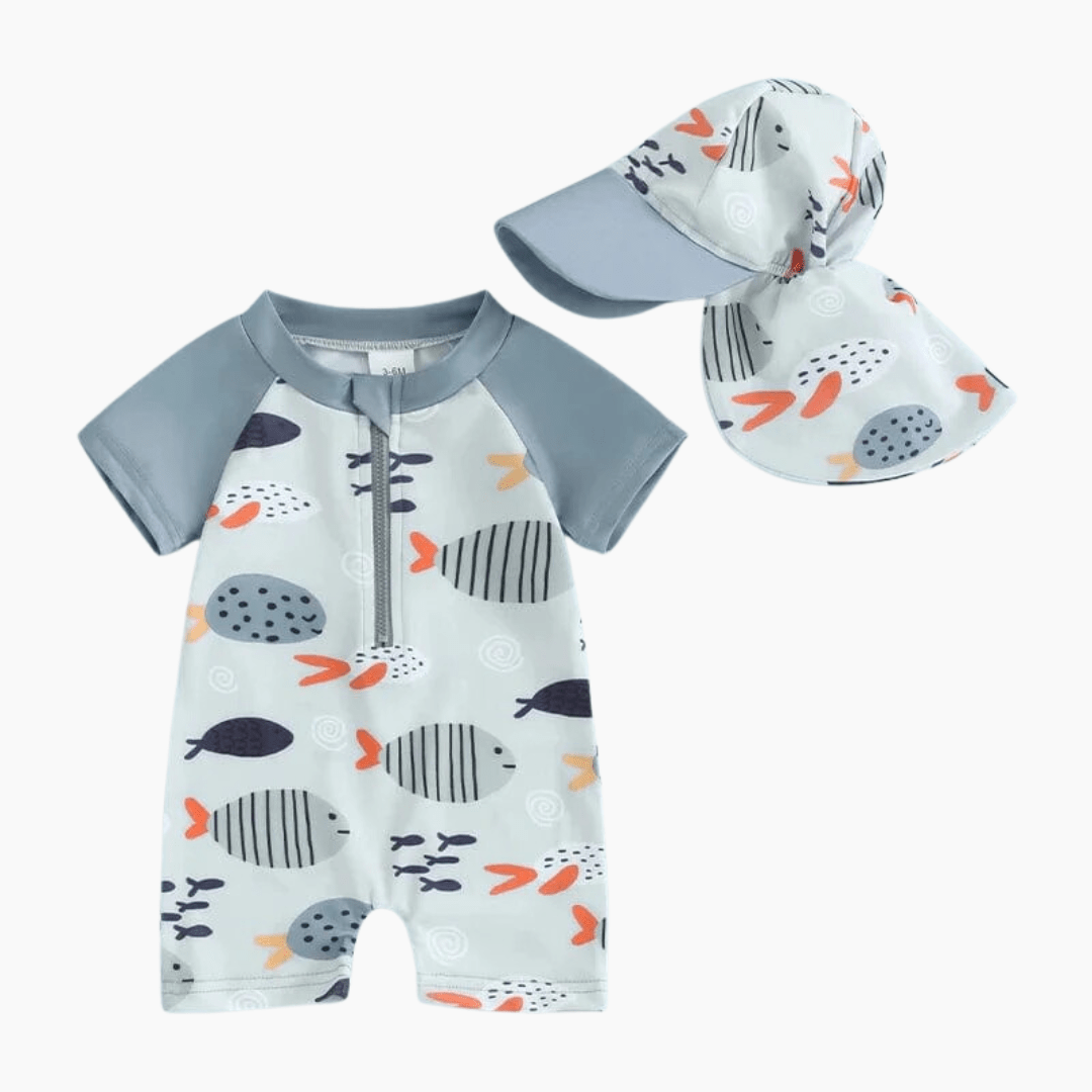 Boy&#39;s Clothing Toddler Boys Fish Print Rash Guard Swimsuit