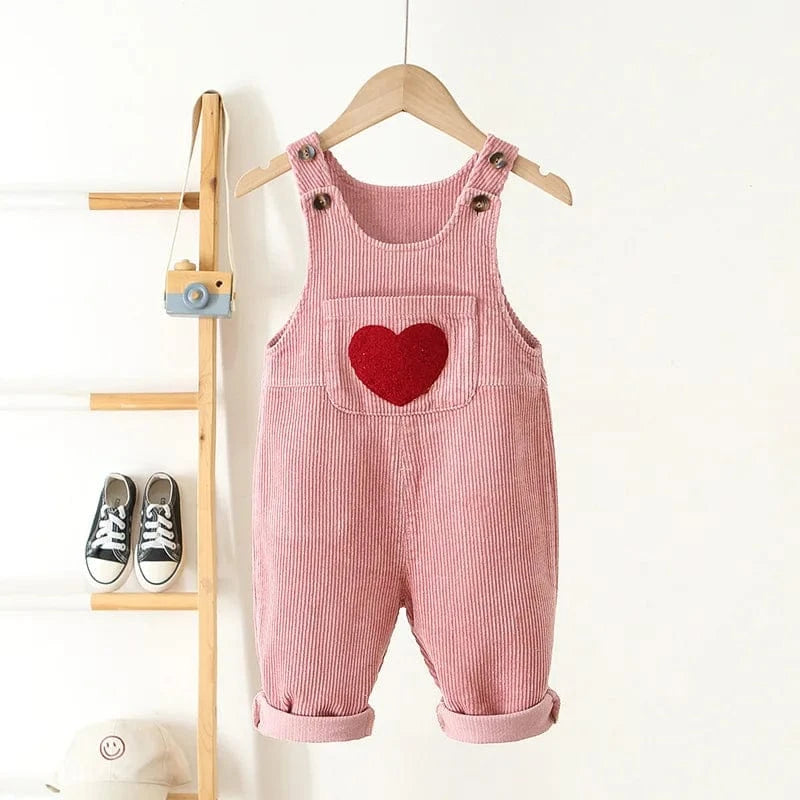 Pink / 12M Toddler Corduroy Heart Overalls