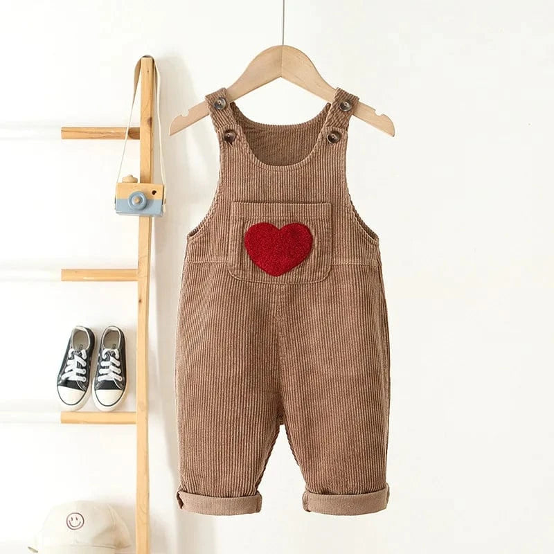 Coffee / 12M Toddler Corduroy Heart Overalls