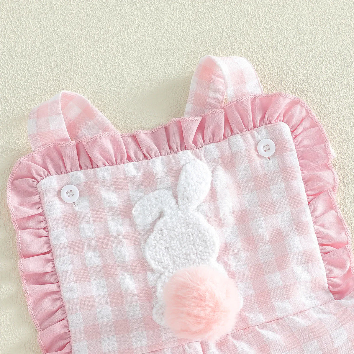Toddler Girl Bunny Ruffle Bell-Bottom Plaid Romper Jumpsuit