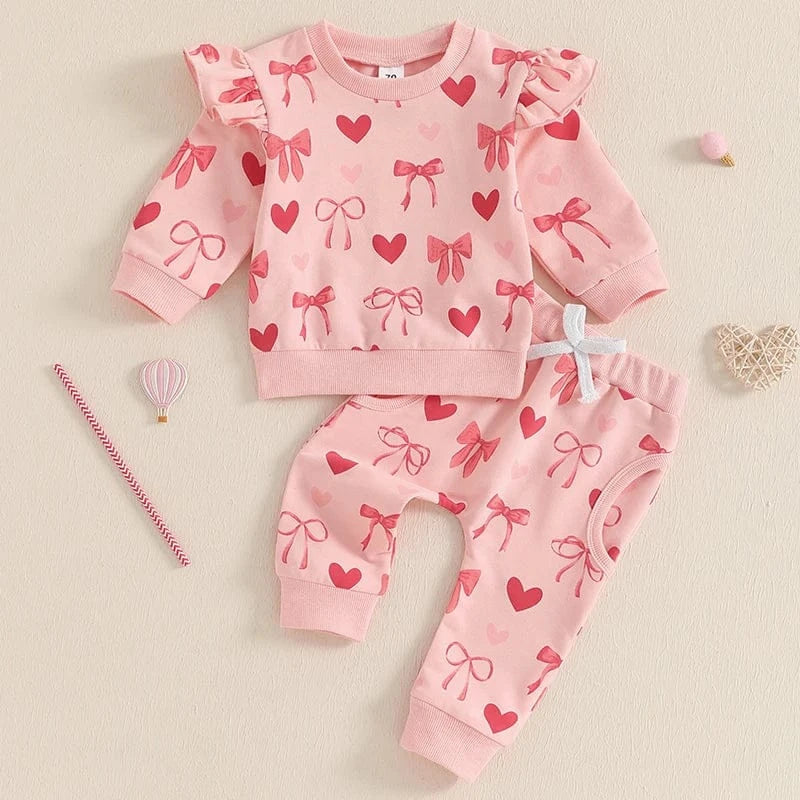 6M Toddler Girl's Ruffle Sleeve Loungewear Set