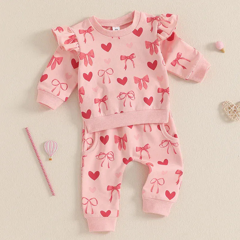 Toddler Girl's Ruffle Sleeve Loungewear Set