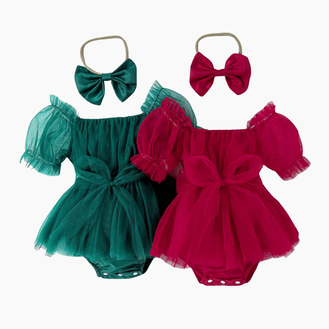 Girl&#39;s Clothing Tulle Romper Dress with Handband Set