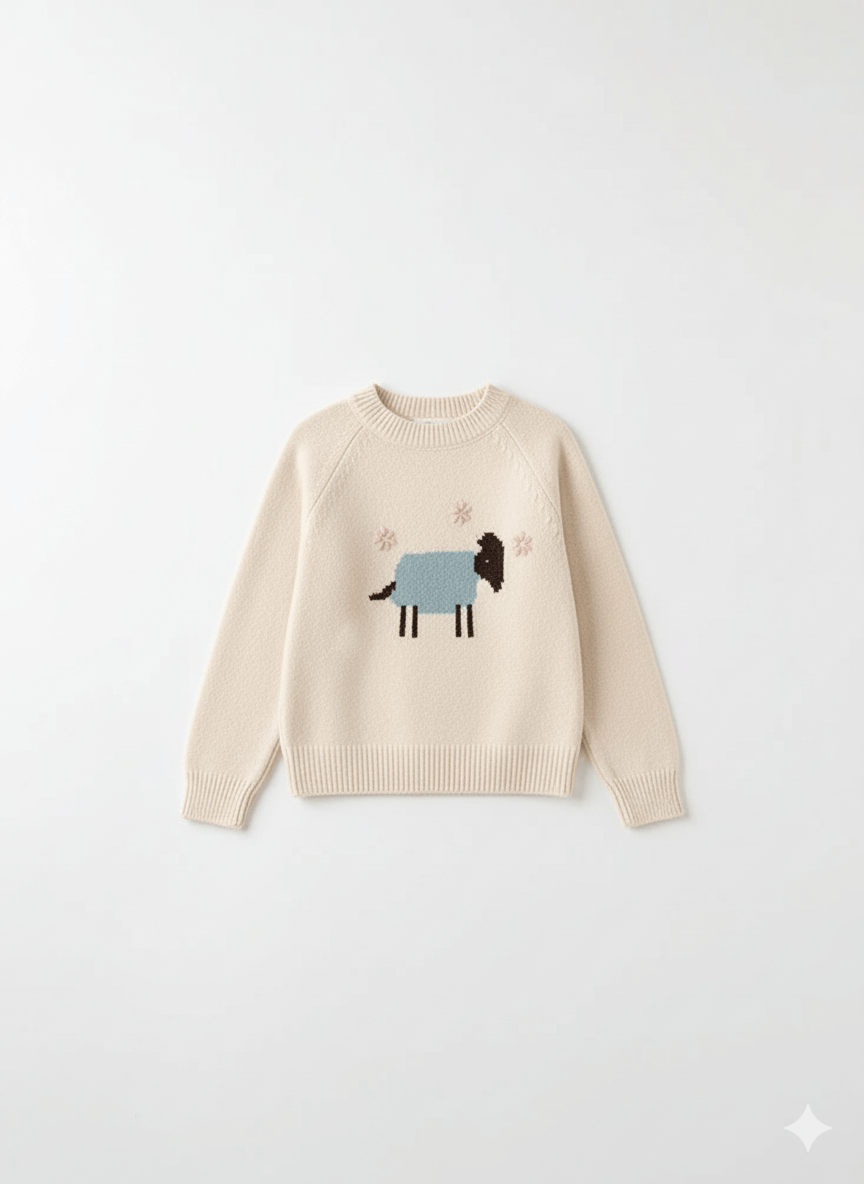 Beige / 5T Ultra-Soft Kids Cartoon Knit Sweater