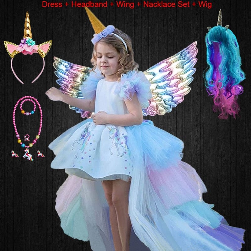 Unicorn Dress with Long Tail + Wings Wi